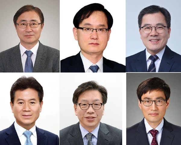 오영우 문화체육관광부 1차관, 강성천 중소벤처기업부 차관, 홍정기 환경부 차관, 이문기 행정중심복합도시건설청장, 유정열 청와대 산업통상비서관, 이남구 청와대 공직기강비서관[출처=청와대·시계방향]