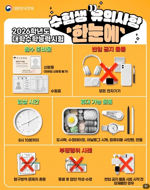 문화체육관광부 , 2026학년도 수능...