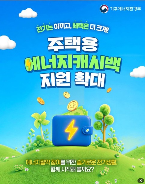 기후에너지환경부, 주택용 에너지캐시백...